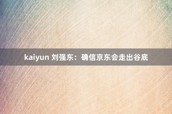 kaiyun 刘强东：确信京东会走出谷底