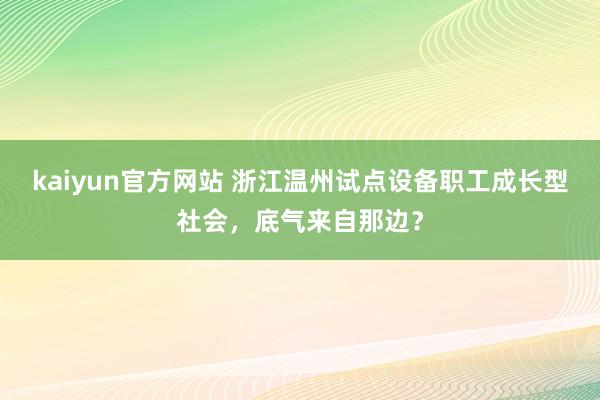 kaiyun官方网站 浙江温州试点设备职工成长型社会，底气来自那边？