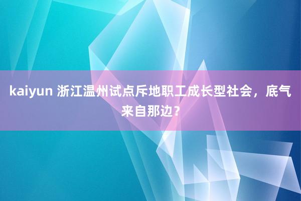 kaiyun 浙江温州试点斥地职工成长型社会，底气来自那边？