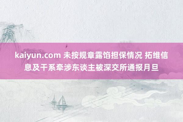 kaiyun.com 未按规章露馅担保情况 拓维信息及干系牵涉东谈主被深交所通报月旦