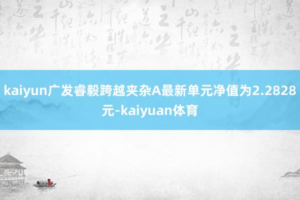 kaiyun广发睿毅跨越夹杂A最新单元净值为2.2828元-kaiyuan体育