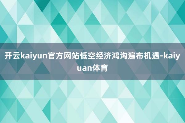 开云kaiyun官方网站低空经济鸿沟遍布机遇-kaiyuan体育